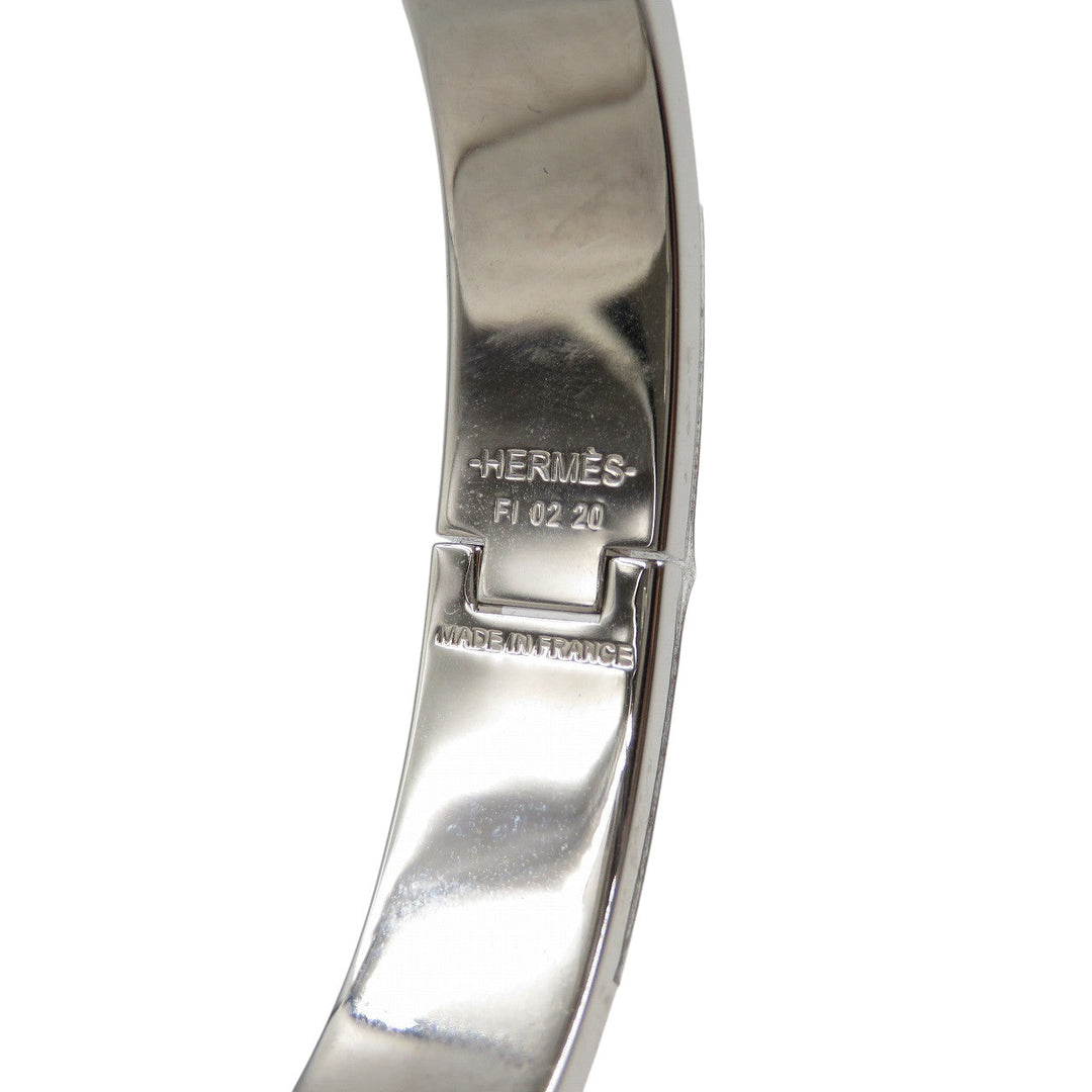 HERMES Bangle CE ,  Stainless Steel white Click crack PM enamel Women Used Authentic