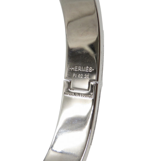 HERMES Bangle CE ,  Stainless Steel white Click crack PM enamel Women Used Authentic