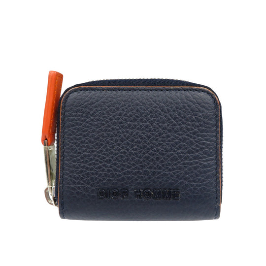 DIOR HOMME Coin case leather Navy mens(Unisex) Used Authentic