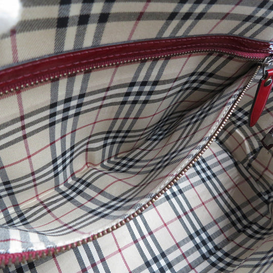 BURBERRY Tote Bag Patent leather Bordeaux Women Used Authentic