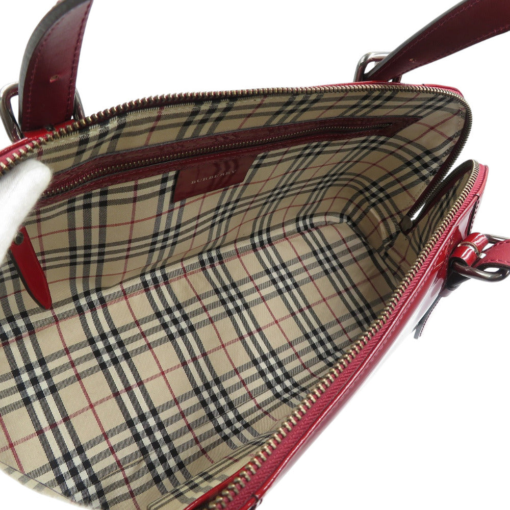 BURBERRY Tote Bag Patent leather Bordeaux Women Used Authentic