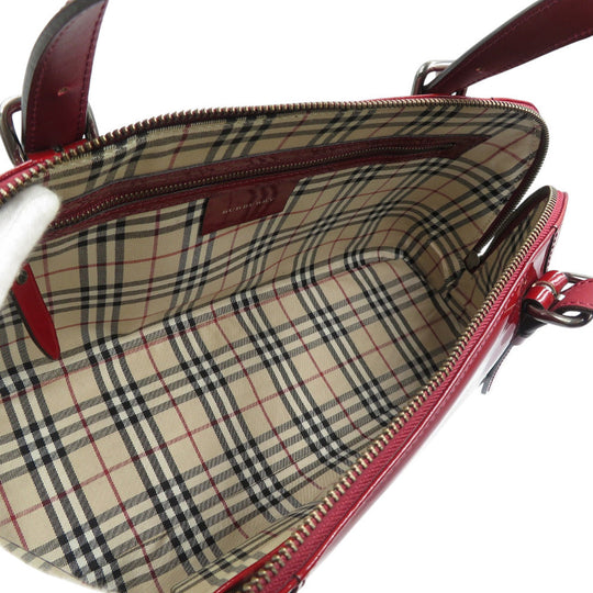 BURBERRY Tote Bag Patent leather Bordeaux Women Used Authentic