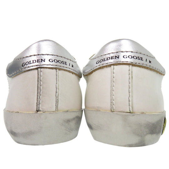 GOLDEN GOOSE sneakers G36KS021 J1 leather white Round toe Flat rubber sole Glitter star patch OLD SCHOOL SUPER STAR Kids 25 Used Authentic