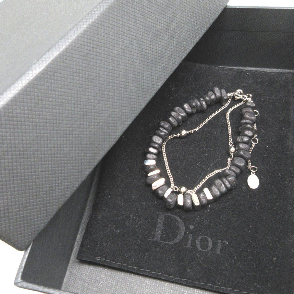 DIOR HOMME bracelet metal black Beads Stone Motif Double Row unisex(Unisex) Used Authentic