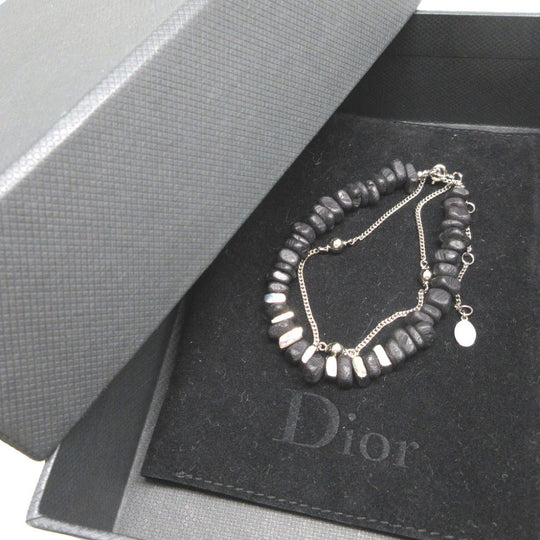 DIOR HOMME bracelet metal black Beads Stone Motif Double Row unisex(Unisex) Used Authentic