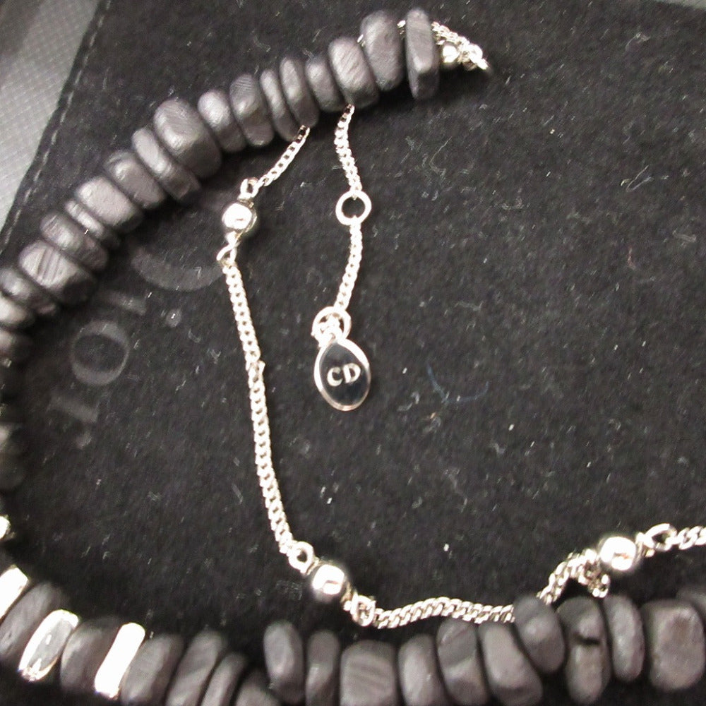 DIOR HOMME bracelet metal black Beads Stone Motif Double Row unisex(Unisex) Used Authentic