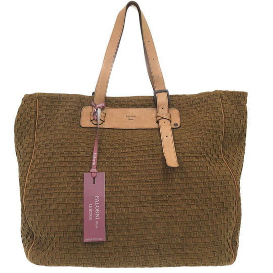 FALORNI Tote Bag canvas Brown Canvas INTRECCIATO Tote Bag mens Used Authentic