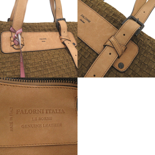 FALORNI Tote Bag canvas Brown Canvas INTRECCIATO Tote Bag mens Used Authentic