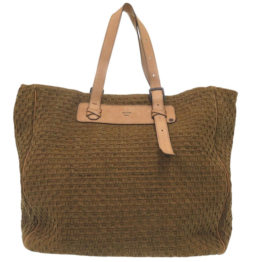 FALORNI Tote Bag canvas Brown Canvas INTRECCIATO Tote Bag mens Used Authentic