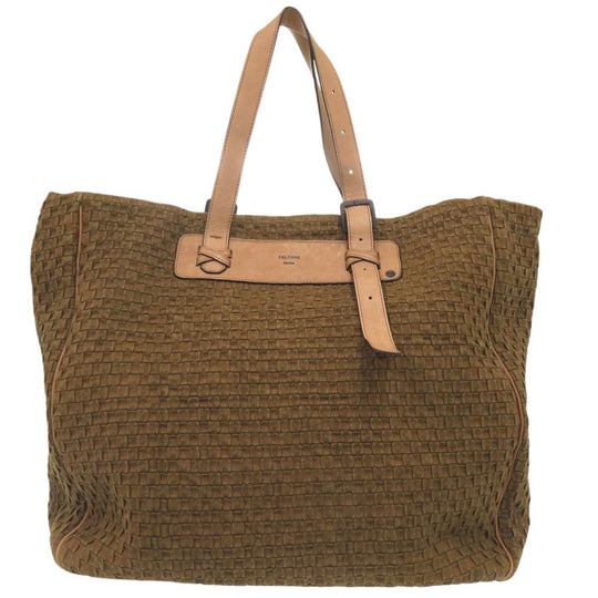FALORNI Tote Bag canvas Brown Canvas INTRECCIATO Tote Bag mens Used Authentic
