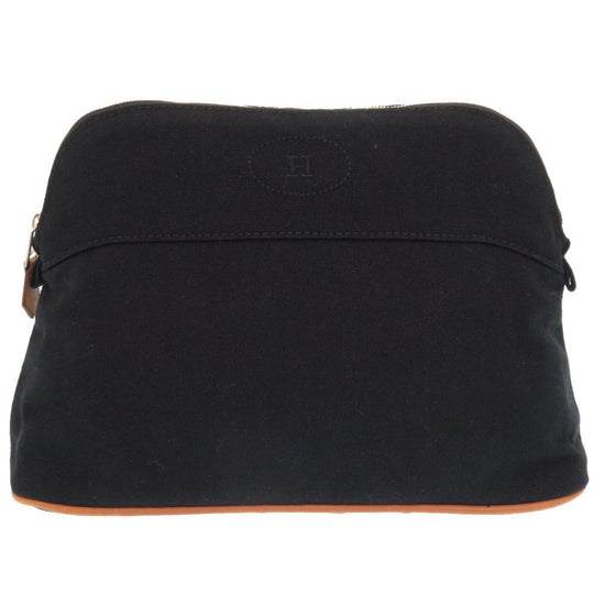 HERMES Pouch cotton black Bored pouch 25 MM Women Used Authentic