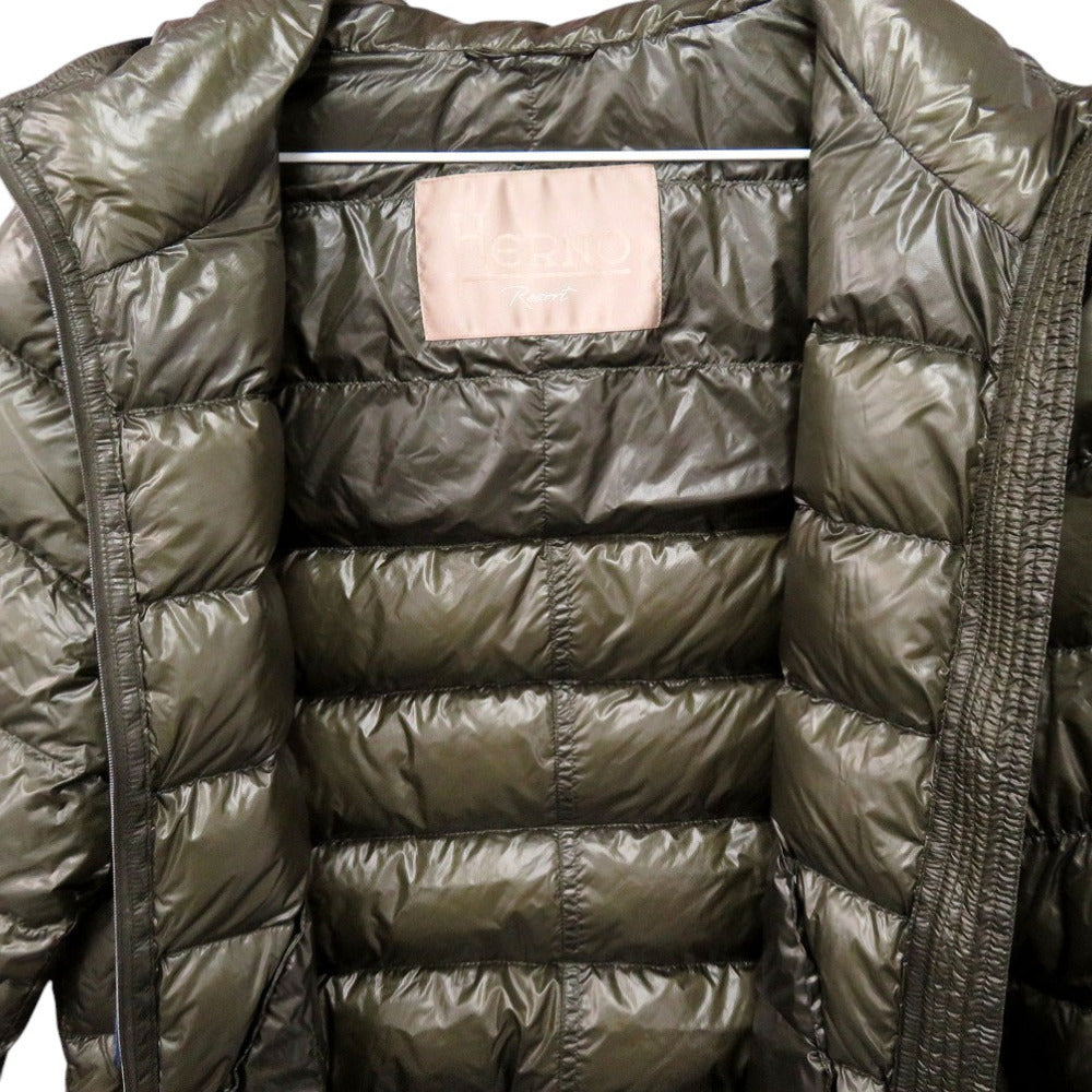 Herno Down jacket PI034UR-12194 down khaki Packable Superlight Down Hooded Blouson mens 48 Used Authentic