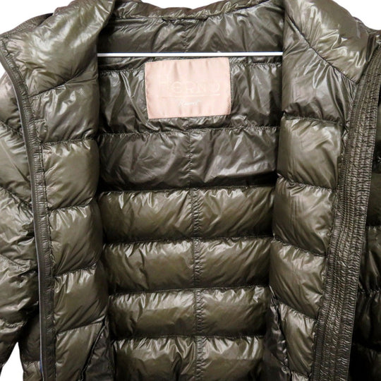 Herno Down jacket PI034UR-12194 down khaki Packable Superlight Down Hooded Blouson mens 48 Used Authentic