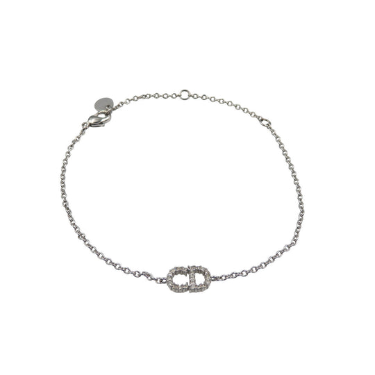 Christian Dior bracelet Metal, Rhinestone Silver Clair D Lune Women Used Authentic