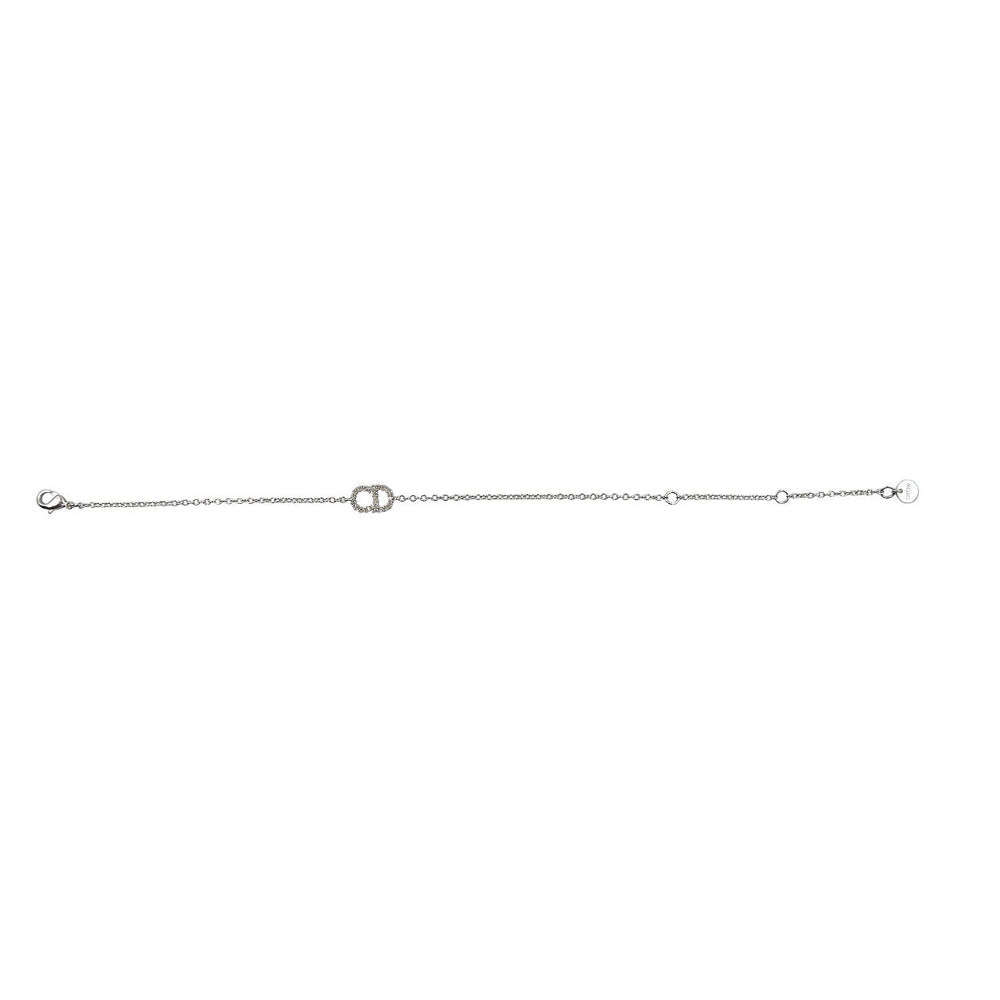 Christian Dior bracelet Metal, Rhinestone Silver Clair D Lune Women Used Authentic