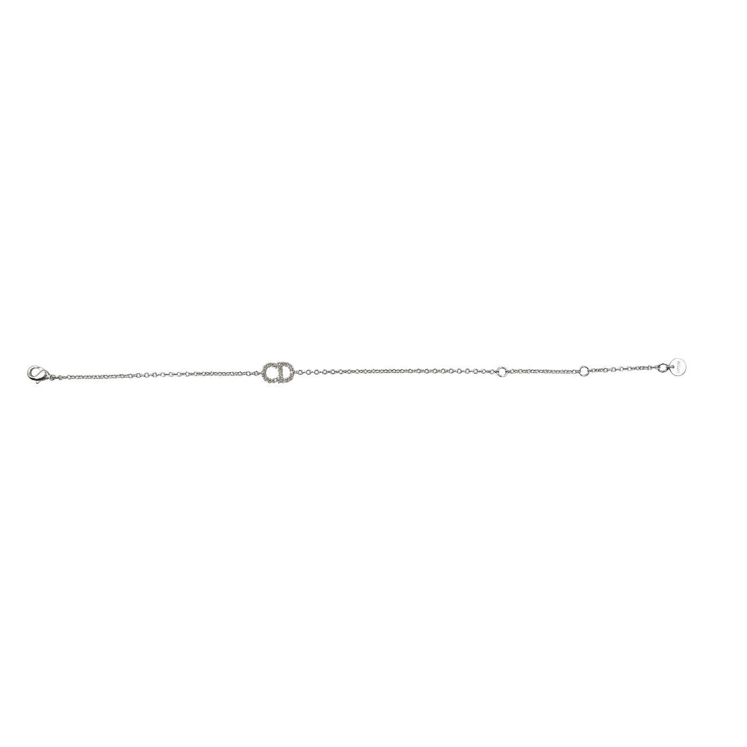 Christian Dior bracelet Metal, Rhinestone Silver Clair D Lune Women Used Authentic