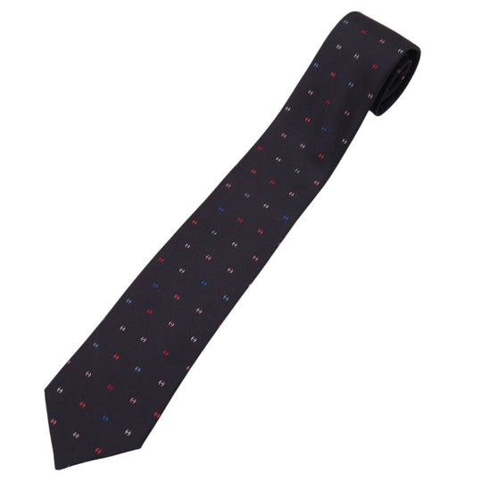 HERMES tie silk black H logo mens Used Authentic