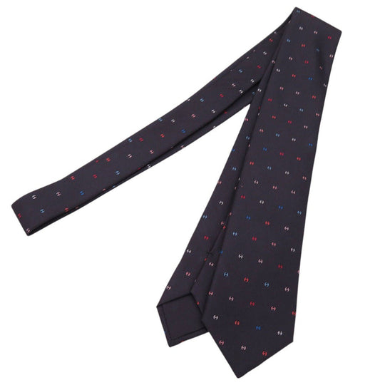 HERMES tie silk black H logo mens Used Authentic