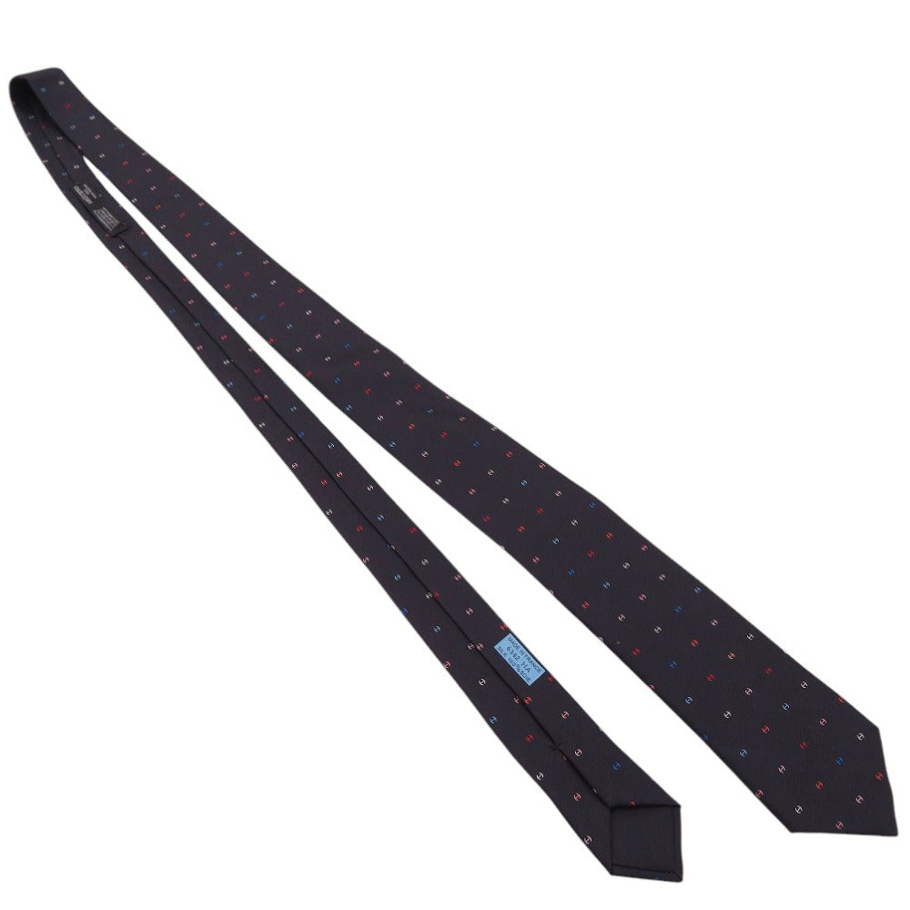HERMES tie silk black H logo mens Used Authentic