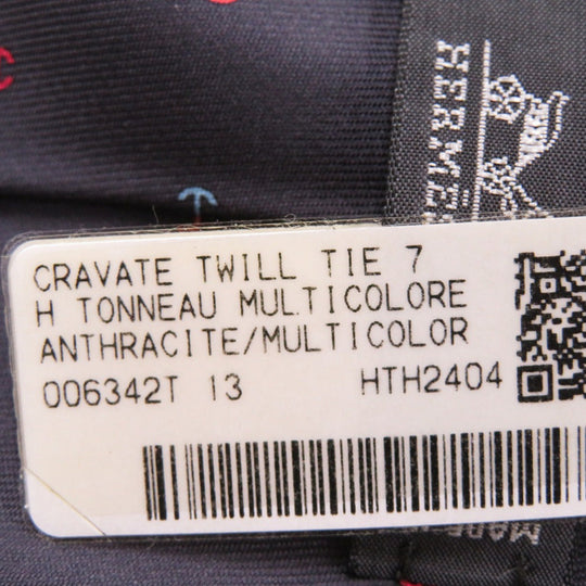 HERMES tie silk black H logo mens Used Authentic