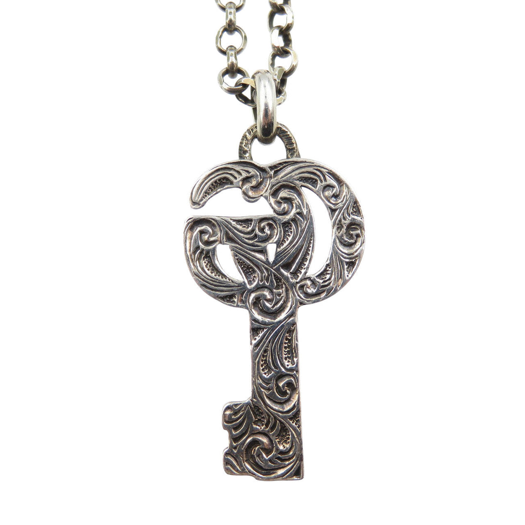 GUCCI Necklace Silver925 Silver Arabesque Double G Key unisex(Unisex) Used Authentic