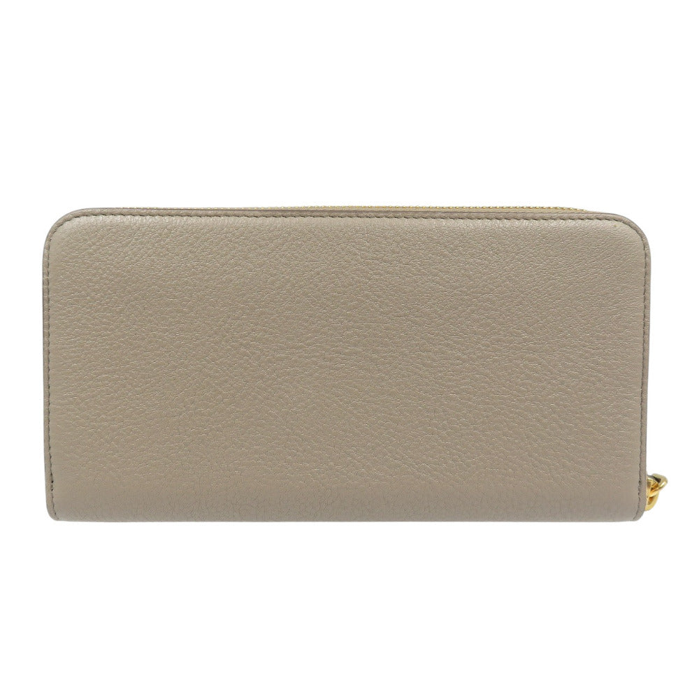 PRADA Long Wallet Purse 1ML506 leather gray Zip Around unisex(Unisex) Used Authentic