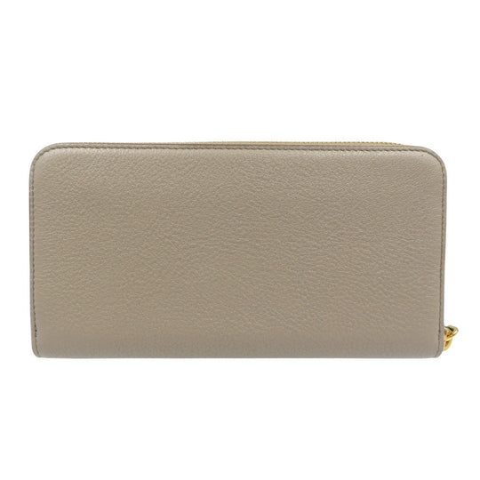 PRADA Long Wallet Purse 1ML506 leather gray Zip Around unisex(Unisex) Used Authentic