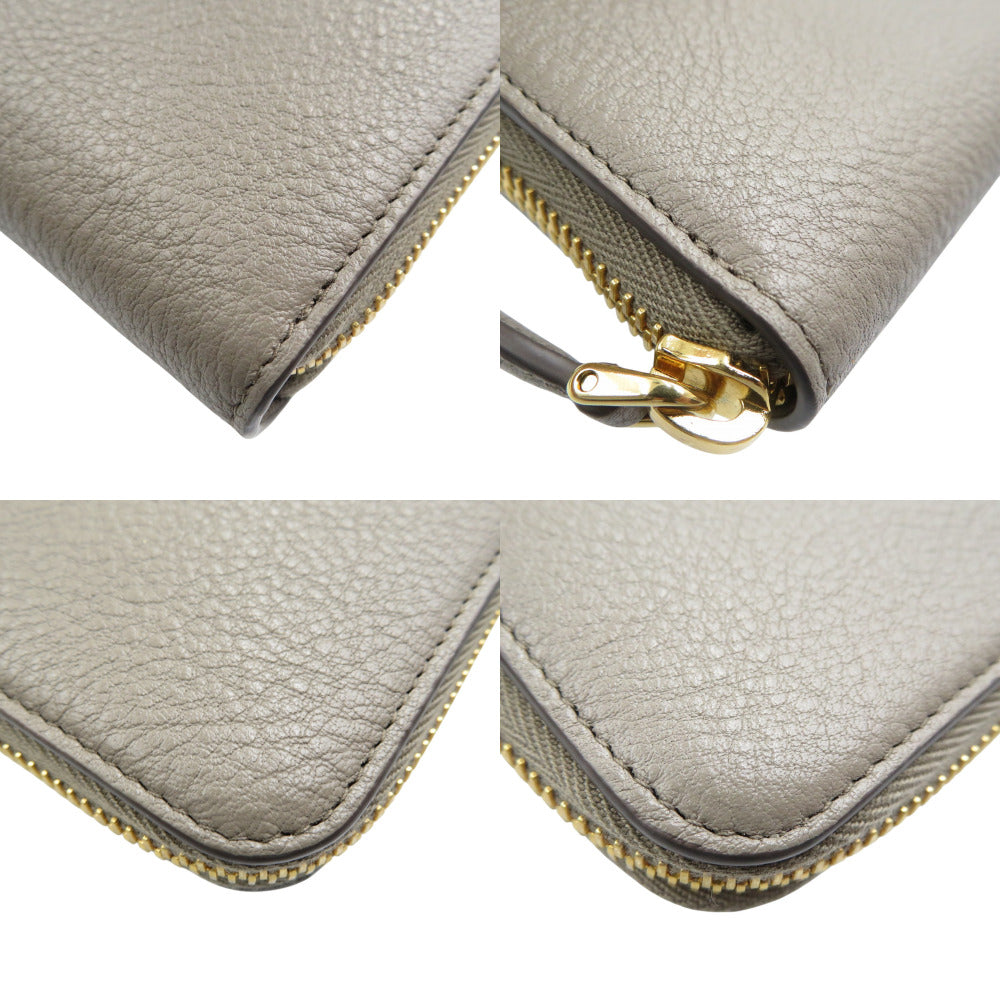 PRADA Long Wallet Purse 1ML506 leather gray Zip Around unisex(Unisex) Used Authentic