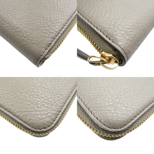 PRADA Long Wallet Purse 1ML506 leather gray Zip Around unisex(Unisex) Used Authentic