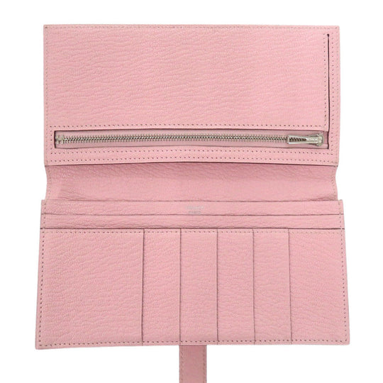 HERMES Long Wallet Purse Shave Rose cherry Beansufla Women Used Authentic