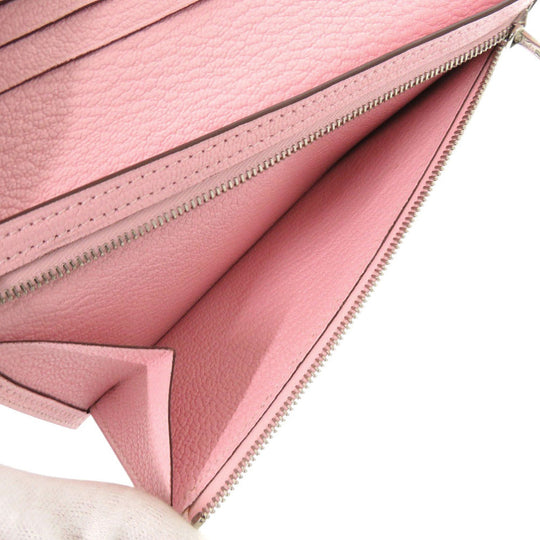 HERMES Long Wallet Purse Shave Rose cherry Beansufla Women Used Authentic