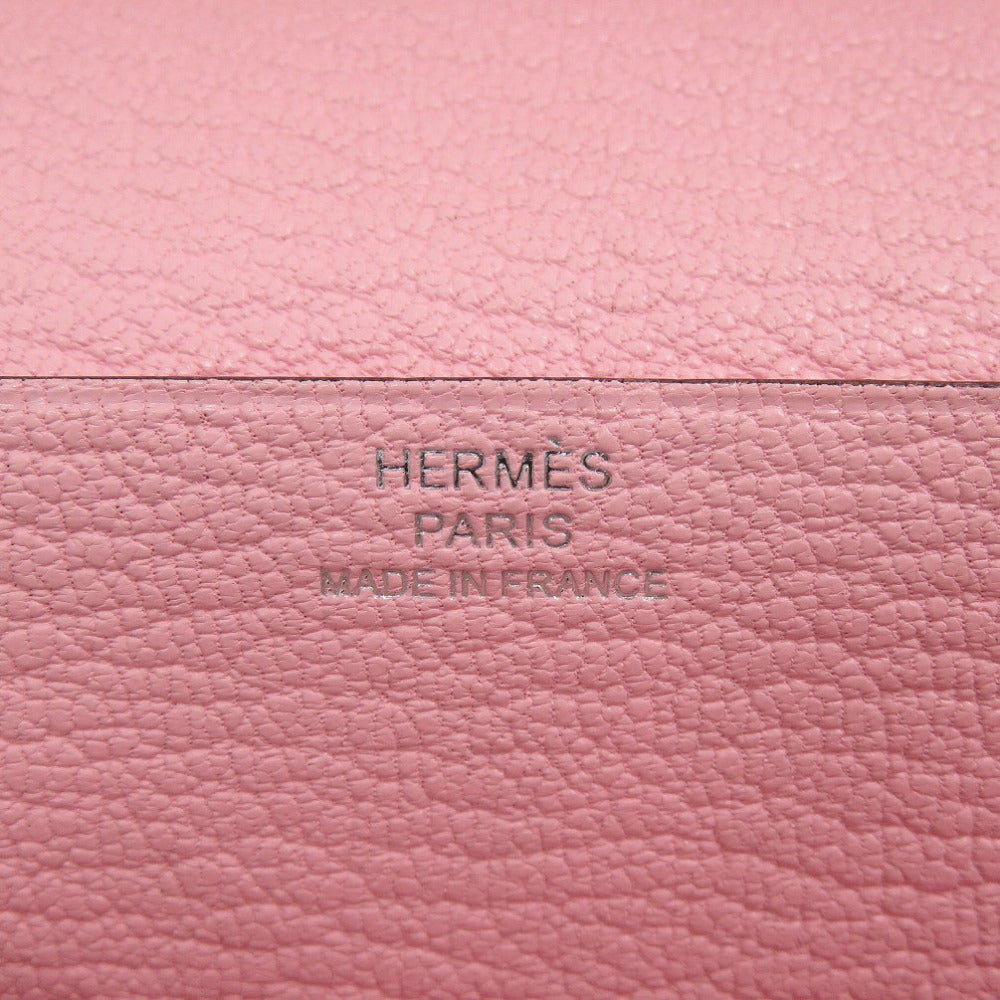 HERMES Long Wallet Purse Shave Rose cherry Beansufla Women Used Authentic