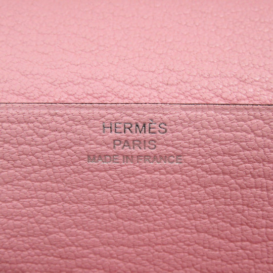 HERMES Long Wallet Purse Shave Rose cherry Beansufla Women Used Authentic