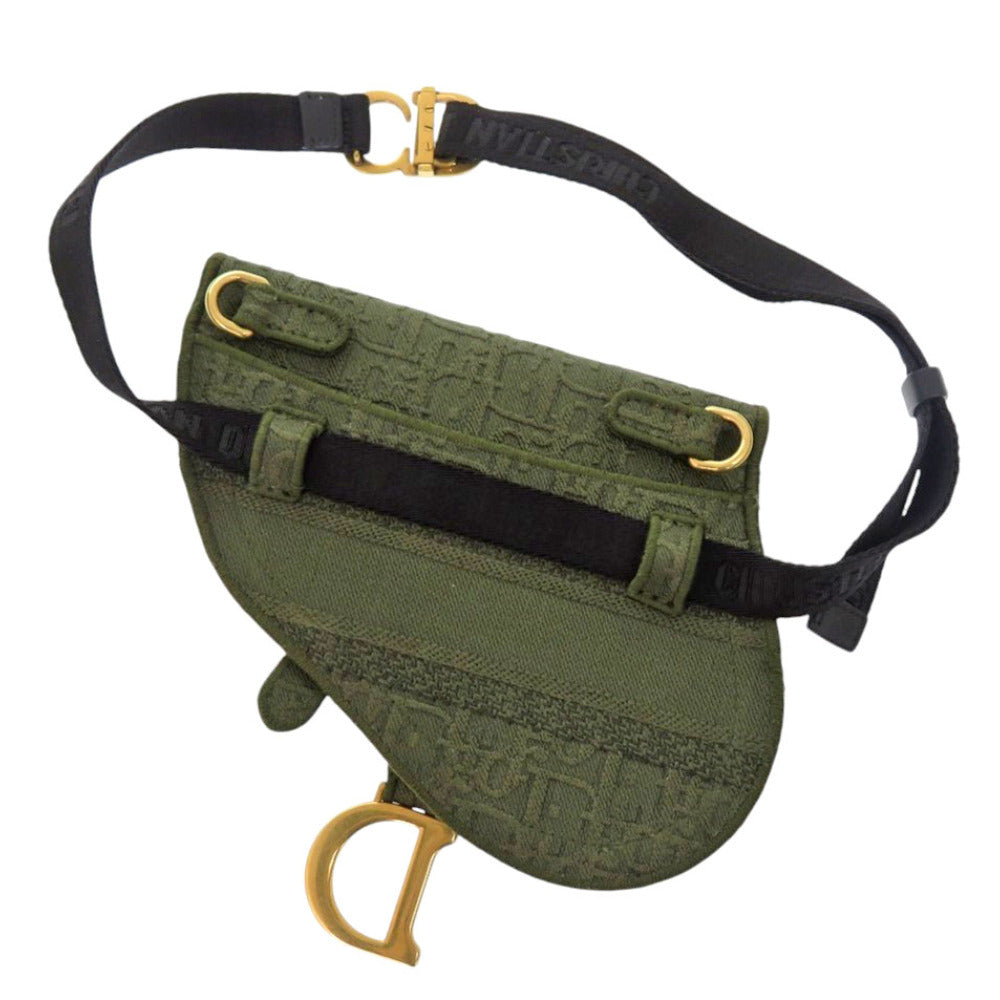 Christian Dior Waist bag canvas khaki Saddle bag Women Used Authentic