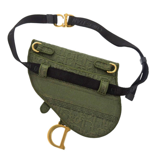 Christian Dior Waist bag canvas khaki Saddle bag Women Used Authentic