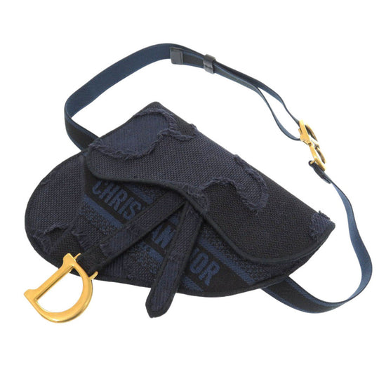 Christian Dior Waist bag canvas Navy Saddle bag Women Used Authentic