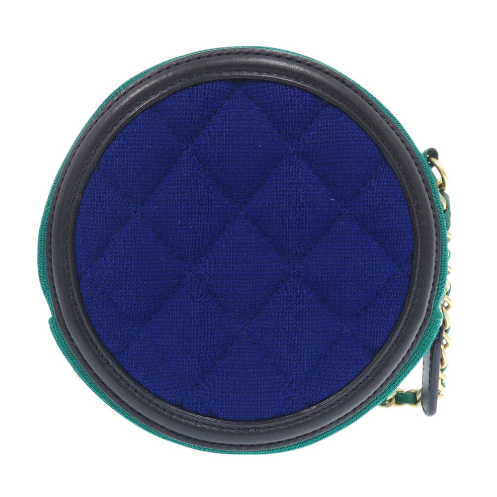 CHANEL Shoulder Bag AP0365 Cotton, Leather, Jersey Multi Chain Clutch Shoulder Bag CC Filigree Round Women Used Authentic