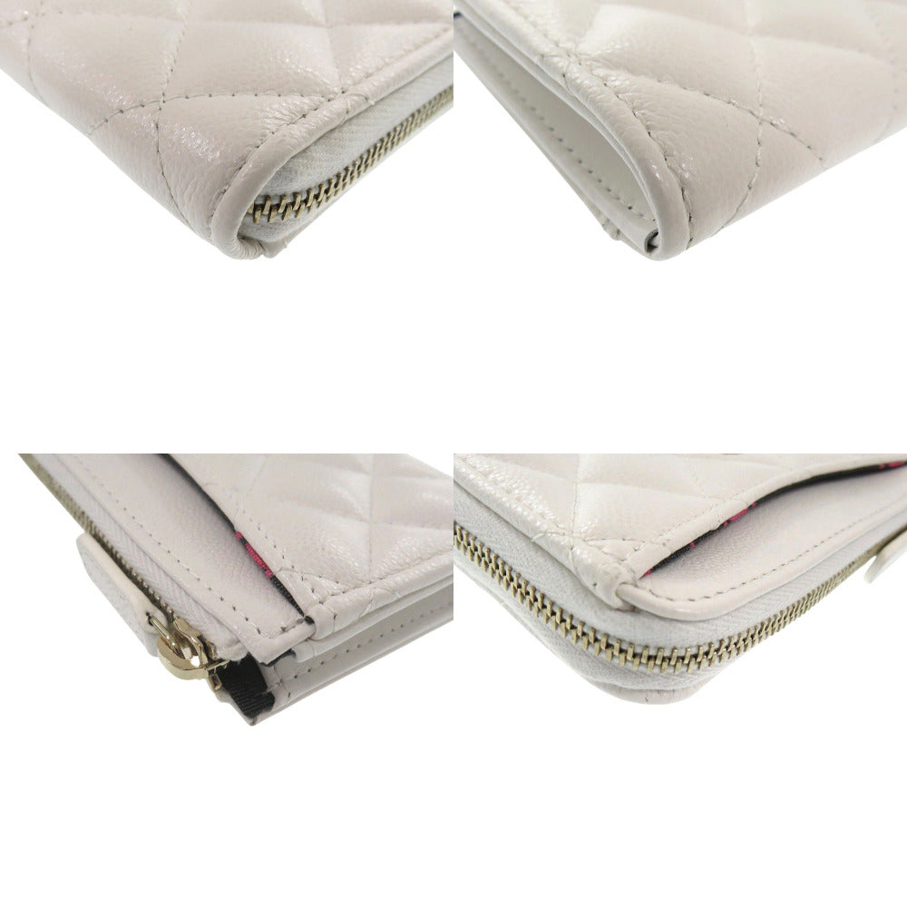 CHANEL Coin case AP3179 Caviar skin white Matrasse COCO Mark Women Used Authentic