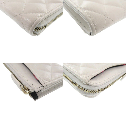 CHANEL Coin case AP3179 Caviar skin white Matrasse COCO Mark Women Used Authentic