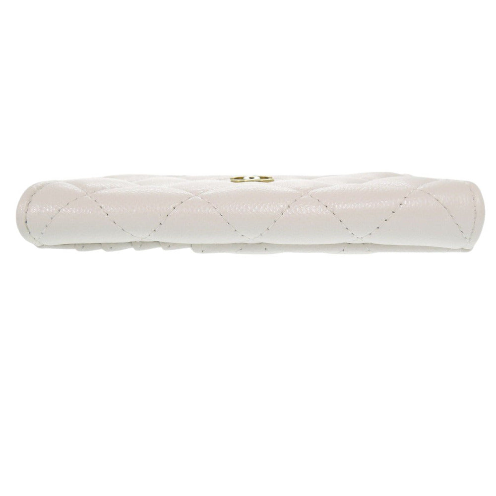 CHANEL Coin case AP3179 Caviar skin white Matrasse COCO Mark Women Used Authentic