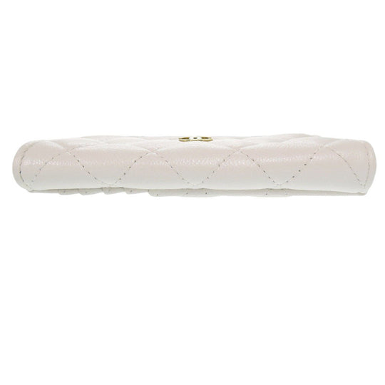 CHANEL Coin case AP3179 Caviar skin white Matrasse COCO Mark Women Used Authentic