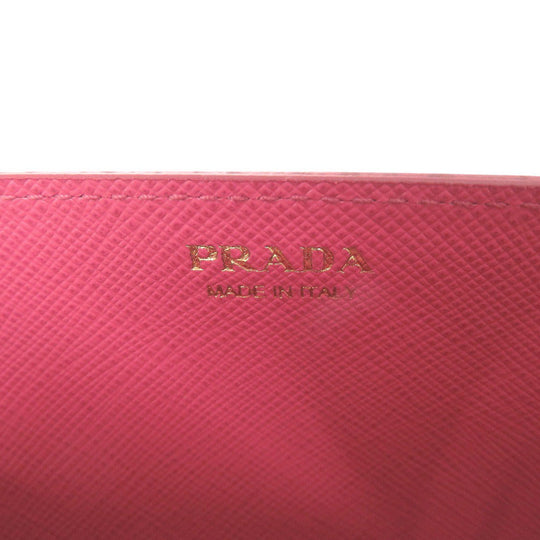 PRADA Long Wallet Purse 1DH002 leather Pink PEONIA Chain wallet Women Used Authentic