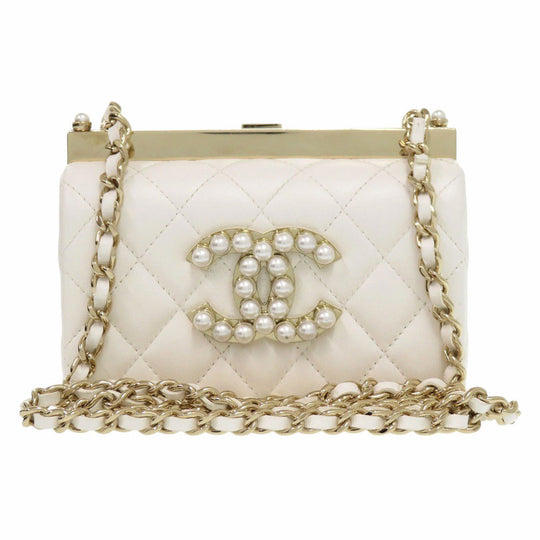 CHANEL Shoulder Bag AP3452 lambskin white ChainShoulder Bag COCO Mark Matrasse Women Used Authentic