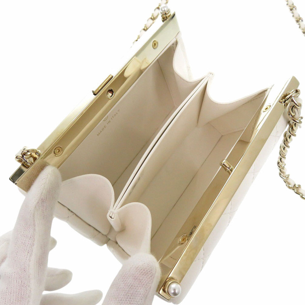 CHANEL Shoulder Bag AP3452 lambskin white ChainShoulder Bag COCO Mark Matrasse Women Used Authentic