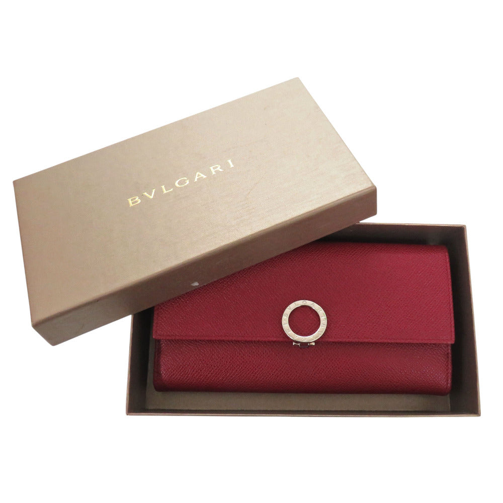 BVLGARI Long Wallet Purse 33744 leather Red Bulgari Bulgari CLIP LARGE WALLET Women Used Authentic
