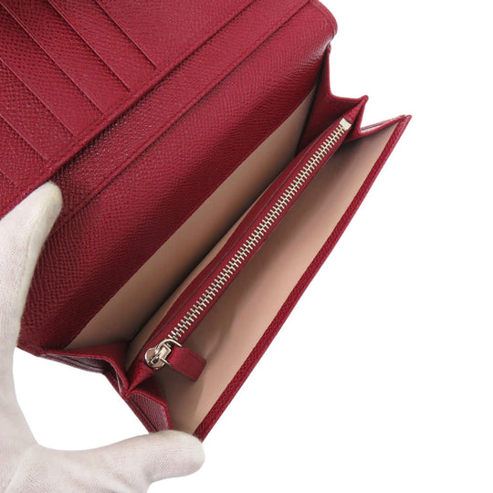 BVLGARI Long Wallet Purse 33744 leather Red Bulgari Bulgari CLIP LARGE WALLET Women Used Authentic
