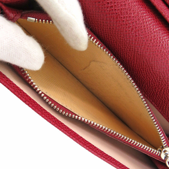 BVLGARI Long Wallet Purse 33744 leather Red Bulgari Bulgari CLIP LARGE WALLET Women Used Authentic