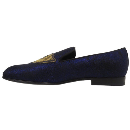 LOUIS VUITTON Other shoes BM1108 Velor Navy Auteuil Line Opera Shoes LV Embroidered Slip-On Loafers Size 6 1/2 mens 6.5 Used Authentic