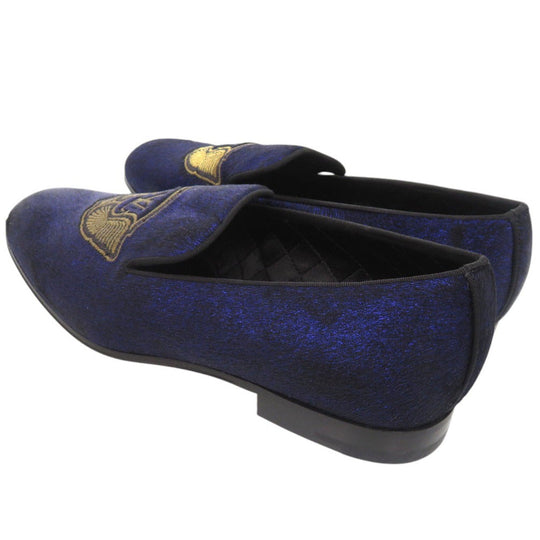 LOUIS VUITTON Other shoes BM1108 Velor Navy Auteuil Line Opera Shoes LV Embroidered Slip-On Loafers Size 6 1/2 mens 6.5 Used Authentic