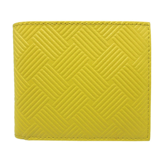 BOTTEGAVENETA Bifold Wallet leather yellow Bill Compartment INTRECCIATO unisex(Unisex) Used Authentic